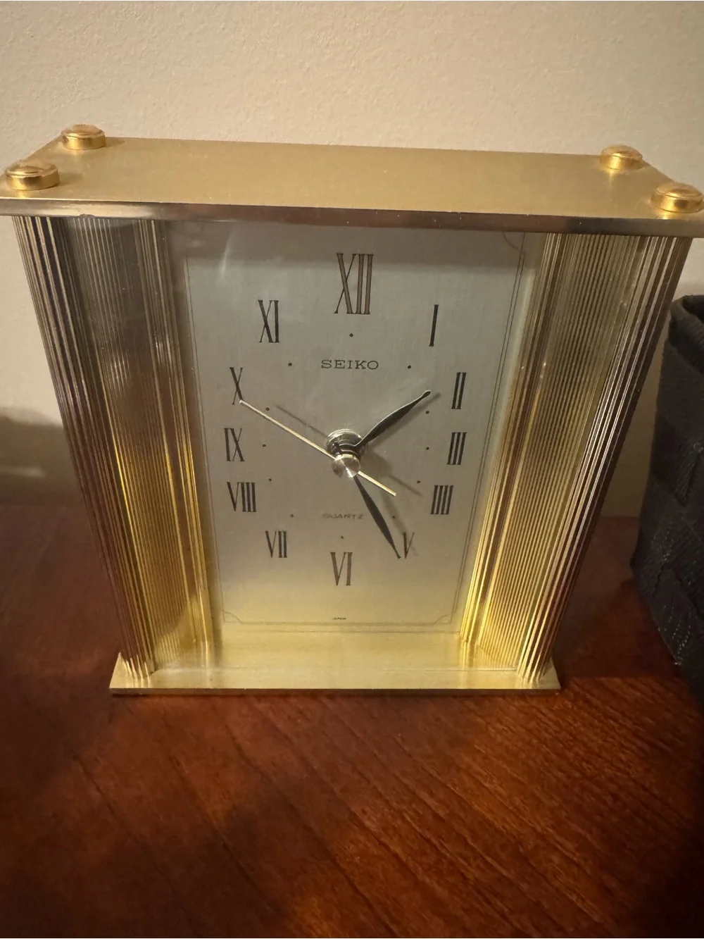 Seiko Gold and Silver Rectangular Mantel Clock